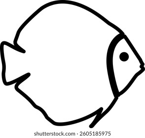 Fish Line Art Black Color Illustration