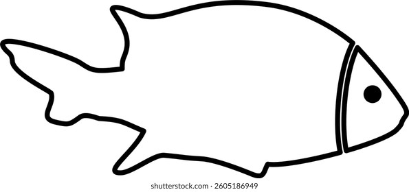 Fish Line Art Black Color Illustration
