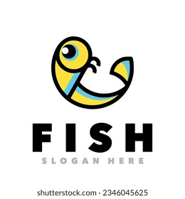 Fish line art design template logo