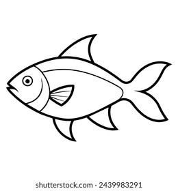 Diseño de arte de línea de pescado.recurso gráfico naturaleza

