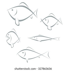 fish line, art fish, logo fish
