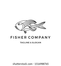 Fish Line Art Logo Design Inspiration