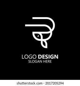 fish with line art style logo design	
