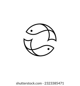 fish line art style logo with circular shape