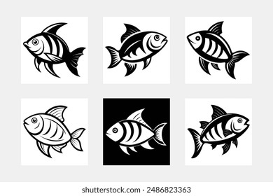 Fish line art vector illustration