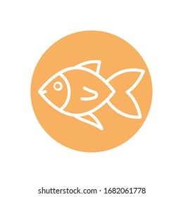 Icono estilo de bloque de peces Diseño de ecosistemas marinos fauna subacuática naturaleza marina temática tropical marina Ilustración vectorial
