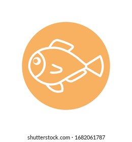 Icono estilo de bloque de peces Diseño de ecosistemas marinos fauna subacuática naturaleza marina temática tropical marina Ilustración vectorial