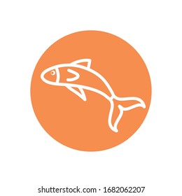 Icono estilo de bloque de peces Diseño de ecosistemas marinos fauna subacuática naturaleza marina temática tropical marina Ilustración vectorial