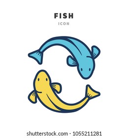 fish line color vector illustation. isolated on the white backgaround.