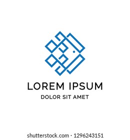 fish line connected shaped logo template design
