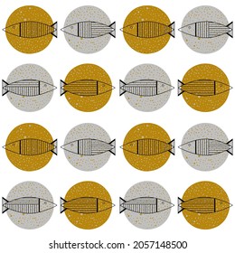 Fish line design for adults and kids coloring book, tattoo, t-shirt design, design element. Primitive drawing. Contour fish.