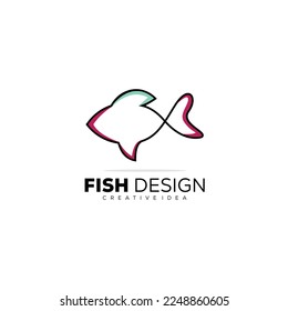 fish line design logo template color illustration