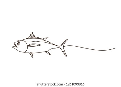 fish , line drawing style,vector design