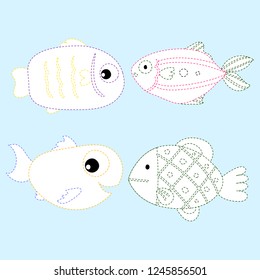 fish line drawing vector design for kid
