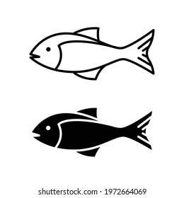 Fish line and glyph icon. Simple outline and solid style. Art, life, sea, pisces concept for template design. Vector illustration isolated on white background. EPS 10.