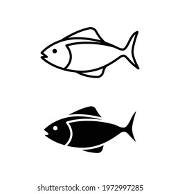 Fish line and glyph icon. Simple outline and solid style. Art, life, sea, pisces concept for template design. Vector illustration isolated on white background. EPS 10.