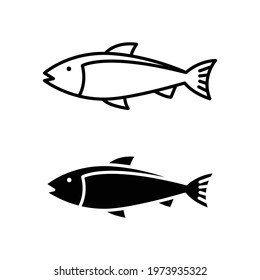 Fish line and glyph icon. Simple outline and solid style. Art, life, sea, pisces concept for template design. Vector illustration isolated on white background. EPS 10.