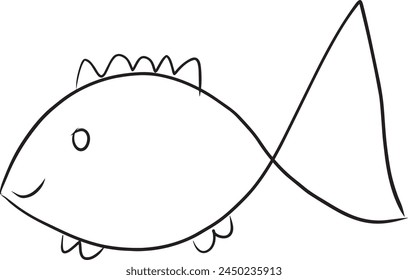 fish line hand drawn simple, plain,minimal