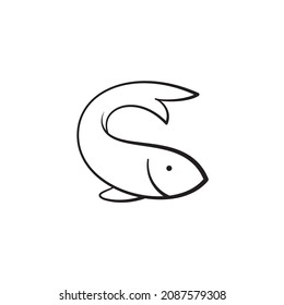 Icono de línea de pescado, ilustración de vector de peces abstracto