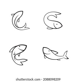 Fish line icon, abstract fish vector illustration