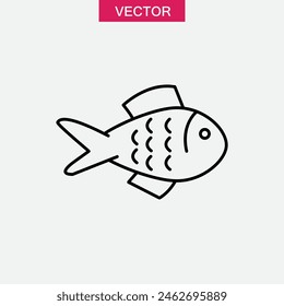 Icono de línea de pescado, icono de línea de animal acuático ilustración de estilo de moda sobre fondo blanco..eps