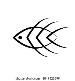 fish line icon. black and white. monochrome logo. for logo,icon and symbol