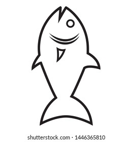 Fish line icon design. Vector fish icon symbol design. Icon fish simple vector. Vector illustration.
