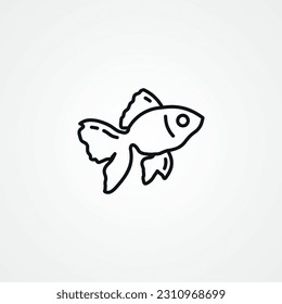 Fish line icon, exotic Fish outline icon.