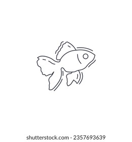 Fish line icon, exotic fish thin line icon.