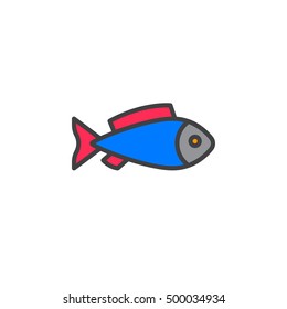 Fish line icon, filled outline vector sign, linear colorful pictogram isolated on white. logo illustration