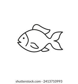 Fish line icon in flat style, vector isolated illustration.