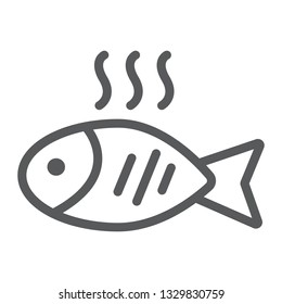 Fish line icon, food and animal, seafood sign, vector graphics, a linear pattern on a white background, eps 10.