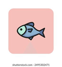 Fish line icon. Fresh catch, marine food, fish market. Seafood concept. Can be used for topics like fishing, restaurant menu design, aquarium