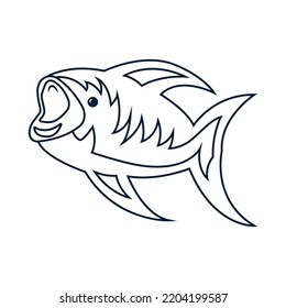 Fish line icon illustration. Illustration icon related to water animals. Simple design editable
