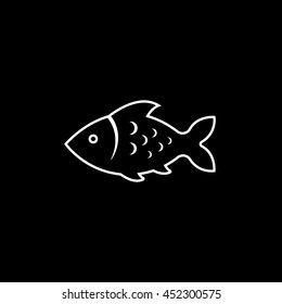 Fish Line Icon On Black Background