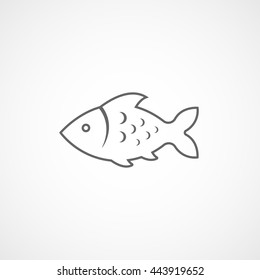 Fish Line Icon On White Background