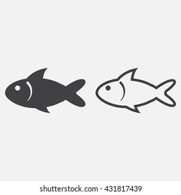 fish line icon, outline and solid vector sign, linear pictogram isolated on white, logo illustration