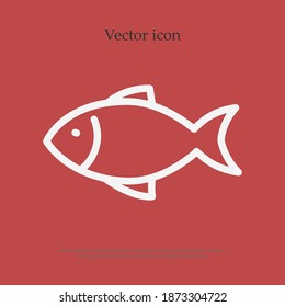 fish line icon, outline vector illustration.