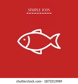 fish line icon, outline vector illustration.