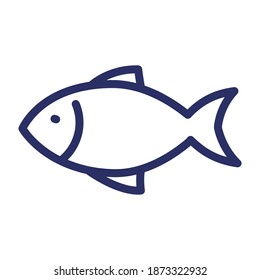 fish line icon, outline vector illustration.