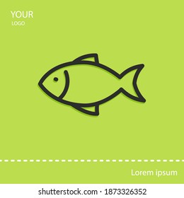 fish line icon, outline vector illustration.