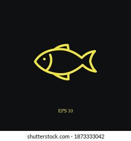 fish line icon, outline vector illustration.