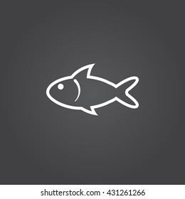 fish line icon, outline vector logo illustration, linear pictogram isolated on black