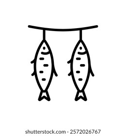 Fish line icon. Seafood product sign, ocean fish cooking or culinary ingredient symbol. Best for menus of restaurants, cafes, bars and food courts. Simple vector illustration for mobile concept and we