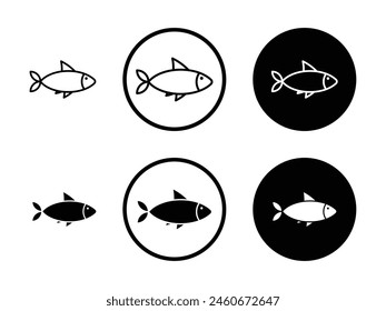 Fish line icon set. Seafood tuna or salmon symbol suitable for apps and websites UI designs.