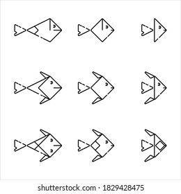 Symbolsatz für die Fischlinie. einfaches Logo-Konzept. Geeignet für Logo, Symbol und Symbole / Zeichen.