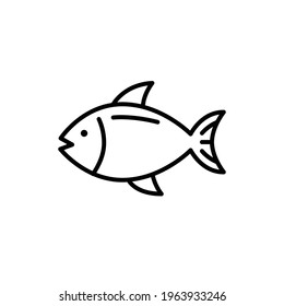 Fish line icon. Simple outline style. Art, life, sea, pisces concept for template design. Vector illustration isolated on white background. EPS 10.