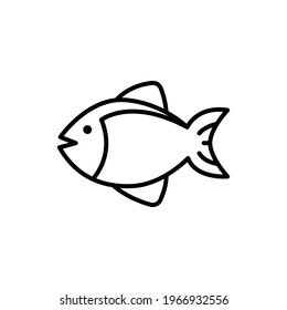 Fish line icon. Simple outline style. Art, life, sea, pisces concept for template design. Vector illustration isolated on white background. EPS 10.