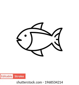 Symbol für die Fischlinie. Einfache Kontur. Kunst, Leben, Meer, Pisces Konzept für Template Design. Vektorgrafik einzeln auf weißem Hintergrund. Bearbeitbarer Strich EPS10.