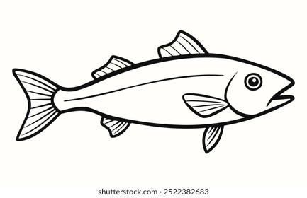 Fish line icon. Simple salmon or mackerel sign isolated on background. Vector illustration for logo, web, mobile app.